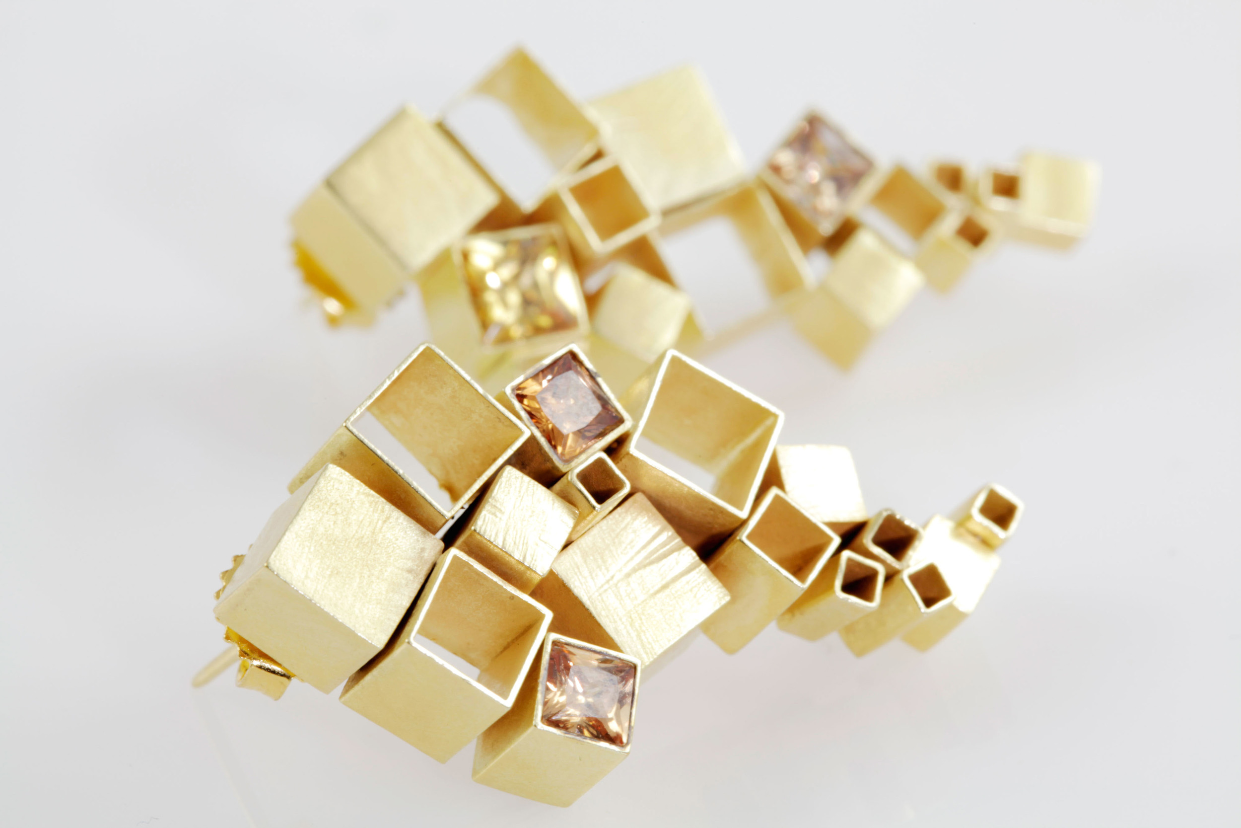 Cubic Cascade Earrings Gold