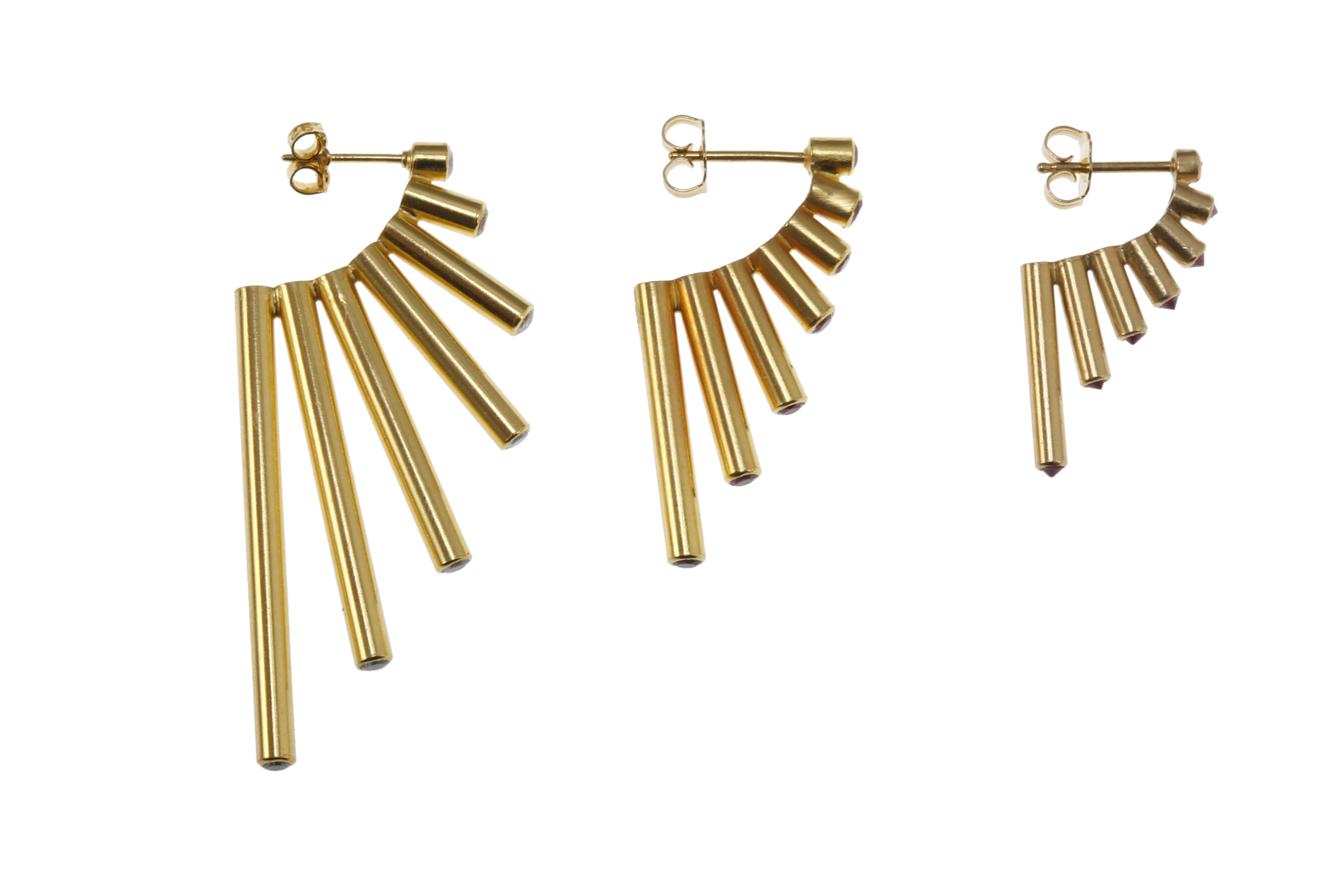 Hathor Earrings in Oxi Sterling and Diamonds